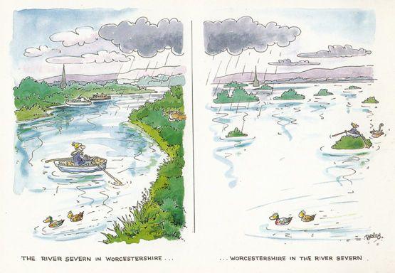 Rowing Boat On The River Severn Worcester Comic Humour Postcard