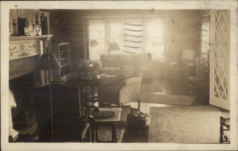 1938 Camden Maine Cancel - Room Interior Real Photo Postcard