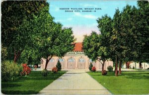 Hoover Pavilion Wright Park Dodge City Kansas Postcard-