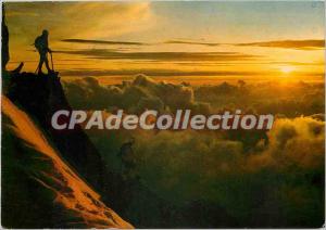 Modern Postcard Chamonix Sunset over sea of ??clouds