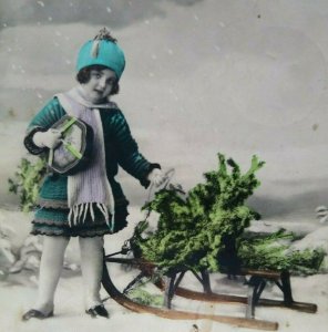 Christmas Postcard Frohes Weihnachtsfest Vintage Germany 1923 Original Rome NY