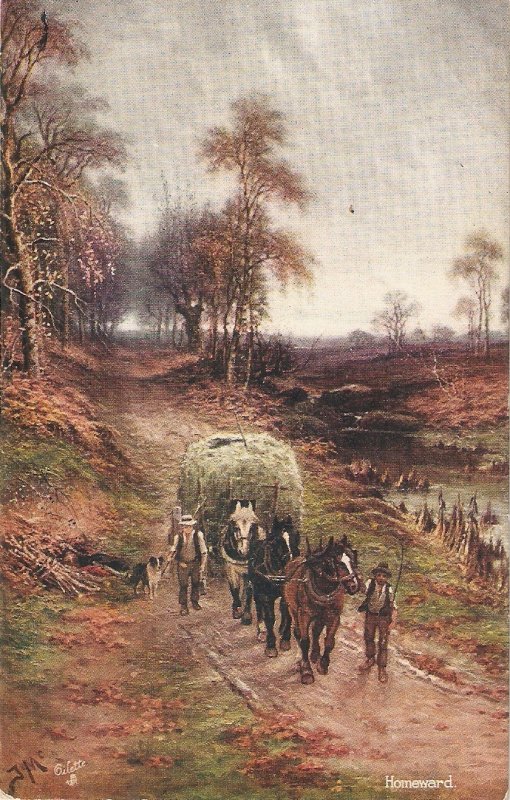 J. & R.F.McIntyre. Homeward. Horses Tuck Oilette Happy england Ser. PC # 9443