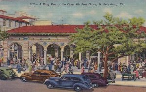Florida Saint Petersburg A Busy Day At The Open Air Post Office 1952