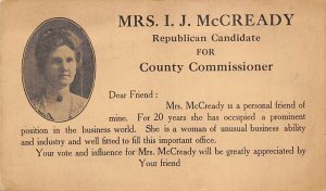 Mrs I.J. MCCready-Republican Candidate for County Commissioner Political Unused 