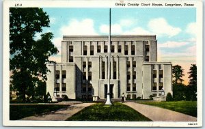 Longview, Texas Postcard GREGG COUNTY COURT HOUSE Street View Curteich 1946 