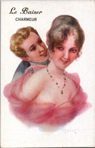 Romantic Couple Le Baiser Charmeur Vintage Postcard C110