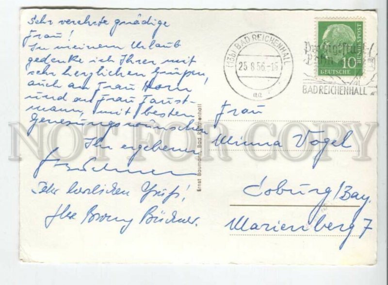 440910 Germany 1956 Bad Reichenhall cancellation RPPC cable car advertisement