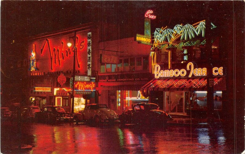 Lot158  china town at night vancouver b c canada car bamboo terrace chop suey