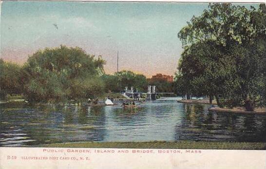 Massachusetts Boston Public Garden Island and Bridge 1906