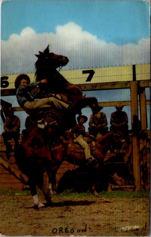 Pendleton Round-Up Oregon 76 Gasoline advertising horse rearing up Old West