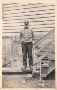 Old Man by House Real Photo Vintage Postcard AA69361
