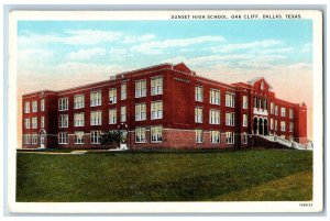 c1920 Sunset High School Campus Building Grounds Oak Cliff Dallas Texas Postcard