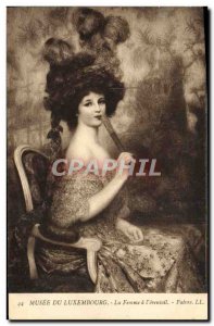Old Postcard Musee Du Luxembourg Woman At & # 39Eventail Faivre