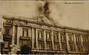 CPA Messina Palazzo Municipio fire carte photo ITALY (801083)