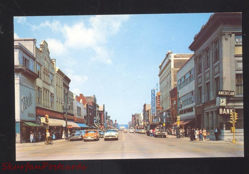 RACINE WISCONSIN DOWNTOWN MAIN STREET SCENE VINTAGE POSTCARD 1950's CARS