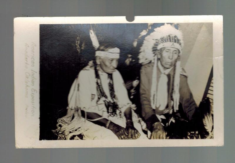 Mint RPPC Real Picture Postcard Native American Indian Exposition Oklahoma Men 