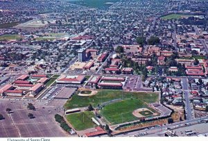 VINTAGE CONTINENTAL SIZE POSTCARD AERIAL VIEW OF SANTA CLARA UNIVERSITY CALIF