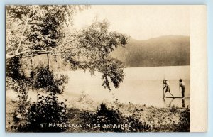 ST. MARY'S LAKE MISSION RANGE ROCKY MT MONTANA REAL PHOTO RPPC POSTCARD (Z24)