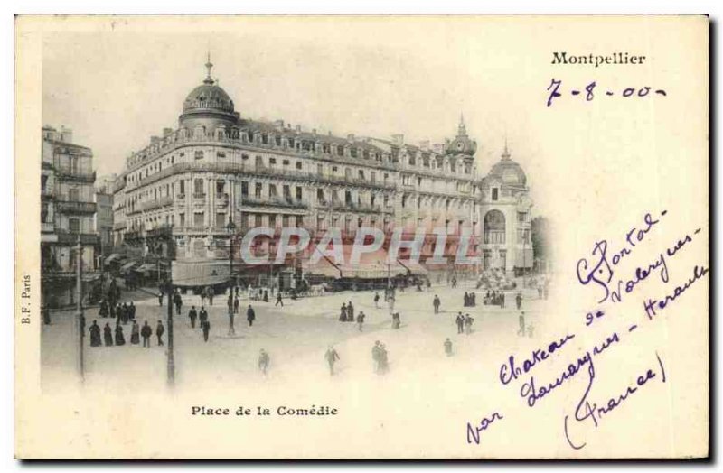 Old Postcard Montpellier Place de la Comedie