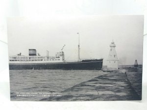 The Great Ship Hikawa Maru Leaving Yokohama Harbour Japan Vintage Postcard