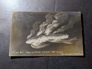 Mint Germany Aviation Zeppelin Postcard Airship Crashing Over London