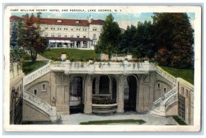 1922 Fort William Henry Hotel And Pergola Exterior Lake George New York Postcard