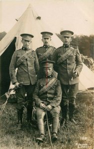 Military, Four Soldiers in front of tent, RPPC