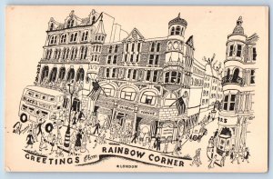 London England Postcard Greetings from Rainbow Corner c1930's WW2 Unposted
