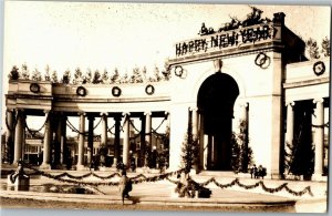 RPPC Civic Center Xmas, New Year Decorations Denver CO Vintage Postcard D59