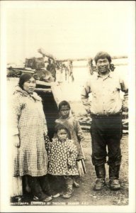 Alaska Group of Native Eskimos Mother Father Children Real Photo Postcard