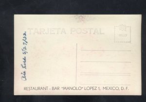 RPPC MEXICO CITY D.F. RESTAURANT INTERIOR MEXICAN VINTAGE REAL PHOTO POSTCARD