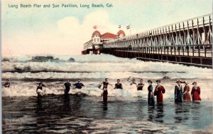 1910s Long Beach Pier and Sun Pavilion Long Beach California Postcard