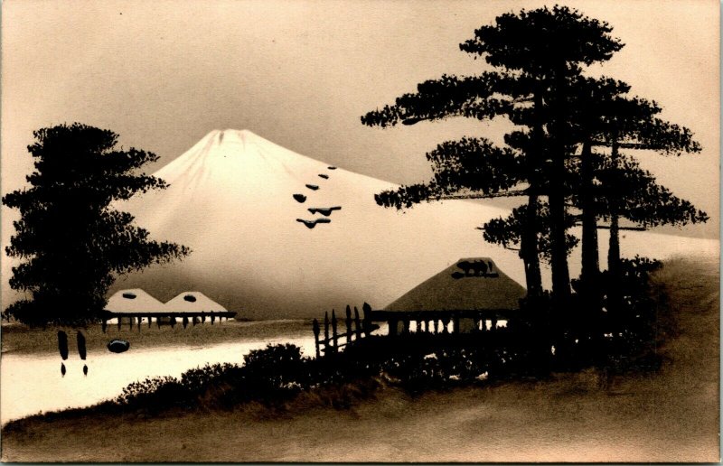Vintage Cartolina Originale Arte Circa 1900-1910 Carte Postale Mt.Fuji Giappone