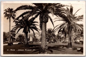 1950's Jardin Albert Nice Italy Park Palm Trees Real Photo RPPC Posted Postcard