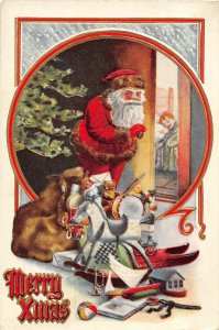 G35/ Santa Claus Christmas Postcard c1910 Toys Tree Child Sleeping 7