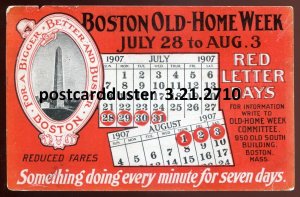 h3073 - BOSTON Mass. Postcard 1907 Old Home Week Reunion Advertising