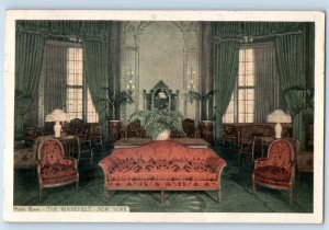 1932 New York City NY Vintage Postcard Palm Room Roosevelt Madison Avenue Posted