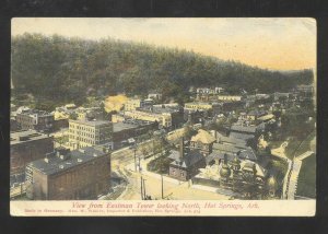 HOT SPRINGS ARKANSAS DOWNTOWN STREET SCENE BIRDSEYE VIEW VINTAGE POSTCARD