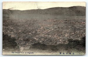 1912 NAGASAKI JAPAN THE WHOLE VIEW OF NAGASAKI AERIAL HAWAII POST POSTCARD P4284