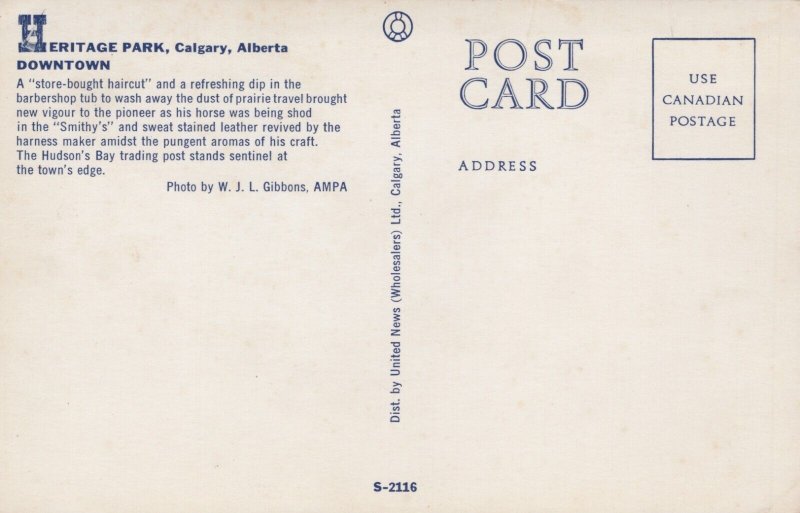 Canada Heritage Park Calgary Alberta Downtown Chrome Postcard 09.91
