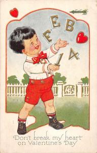 A4/ Valentine's Day Love Holiday Postcard 1915 Akron Ohio Boy Break Heart 13