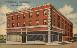 Flint Michigan MI Hotel Berridge CJ Buehlman Hotel Linen Vintage Postcard