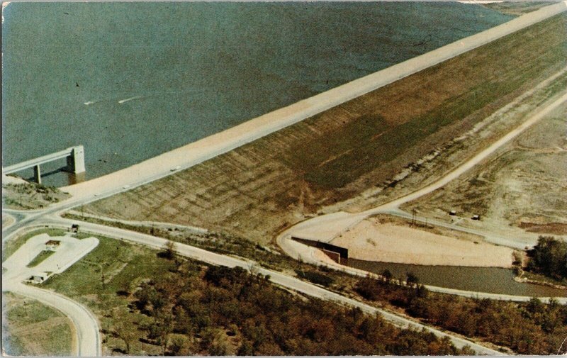 Aerial View Pomona Dam Control Tower Bridge Spillway Lookout Postcard Vintage 