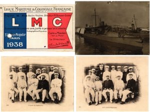 NAVY MARINE SHIPS COLLECTION OF 90 VINTAGE PHOTOS, CIGARETTE CARDS ETC. (L6104)