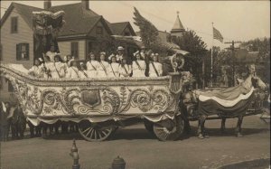 Hartford Area? From Connecticut Group Parade Float c1910 Real Photo Postcard #1