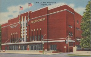 Postcard William Bell Auditorium Augusta GA Georgia