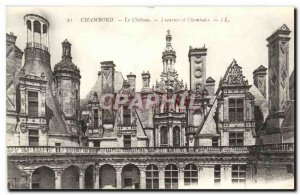 Old Postcard Chambord castle The skylights and fireplaces