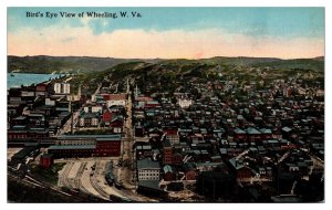 Antique Bird's Eye View of Wheeling, WV Postcard