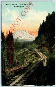 1910s Mount Tacoma, Wash. Railroad PC Panama Pacific Expo Cancel 3 Yrs Prior A24