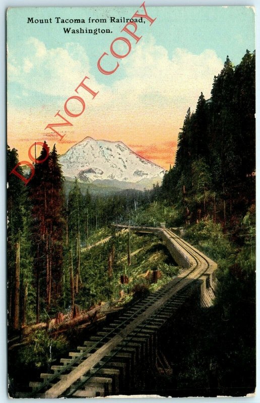 1910s Mount Tacoma, Wash. Railroad PC Panama Pacific Expo Cancel 3 Yrs Prior A24 